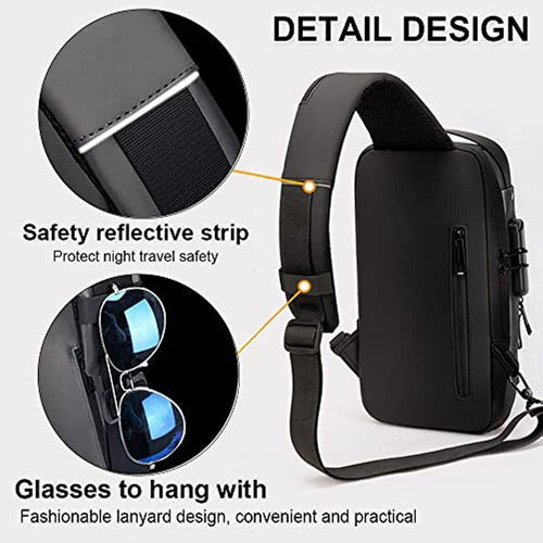 Bolso De Hombro Antirrobo Con Carga Usb, Bandolera Deportiva